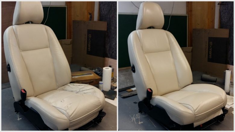 der Volvo XC 90 Sitz vor & nach der Aufbereitung