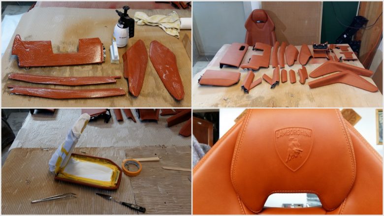 das Leder wird gereinigt und zum Umfärben vorbereitet