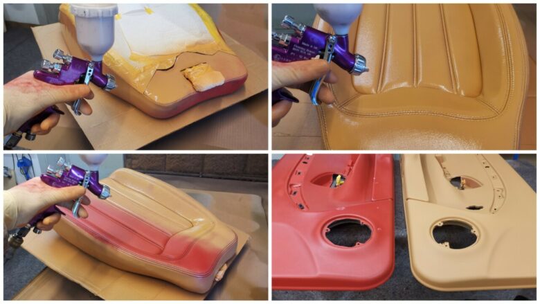 das Leder wird in den Original Maserati 'Cuoio' Farbton umgefärbt